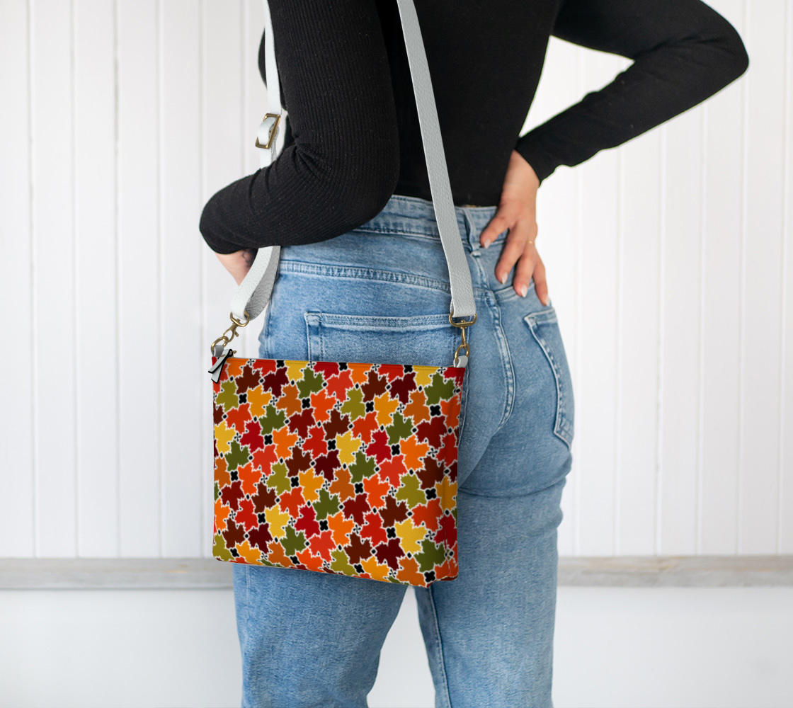 Vegan Leather Crossbody Purse (Fall Leaves)