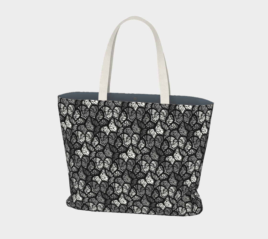 Large Tote Bag (Grey Butterflies)