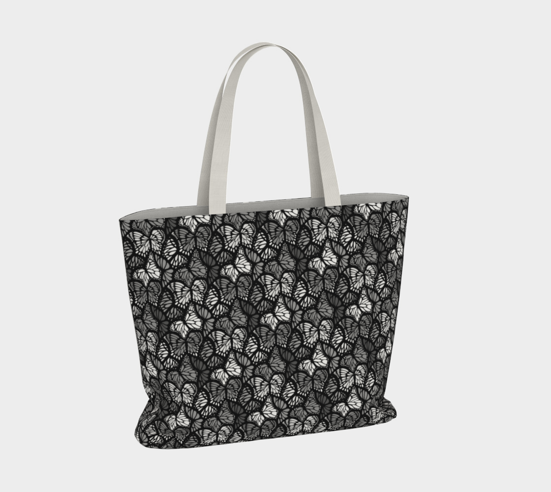 Large Tote Bag (Grey Butterflies)