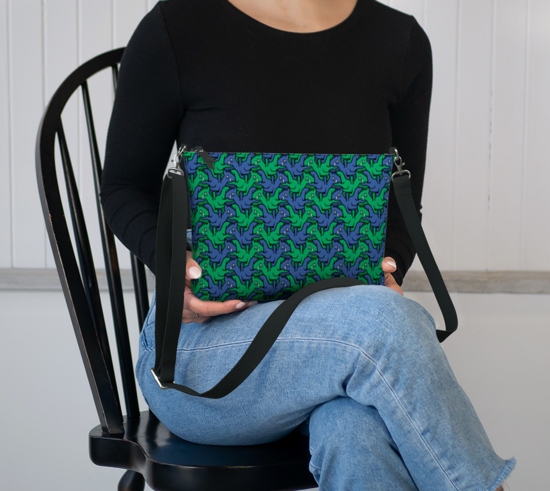 Vegan Leather Crossbody Purse (Water Dragons)
