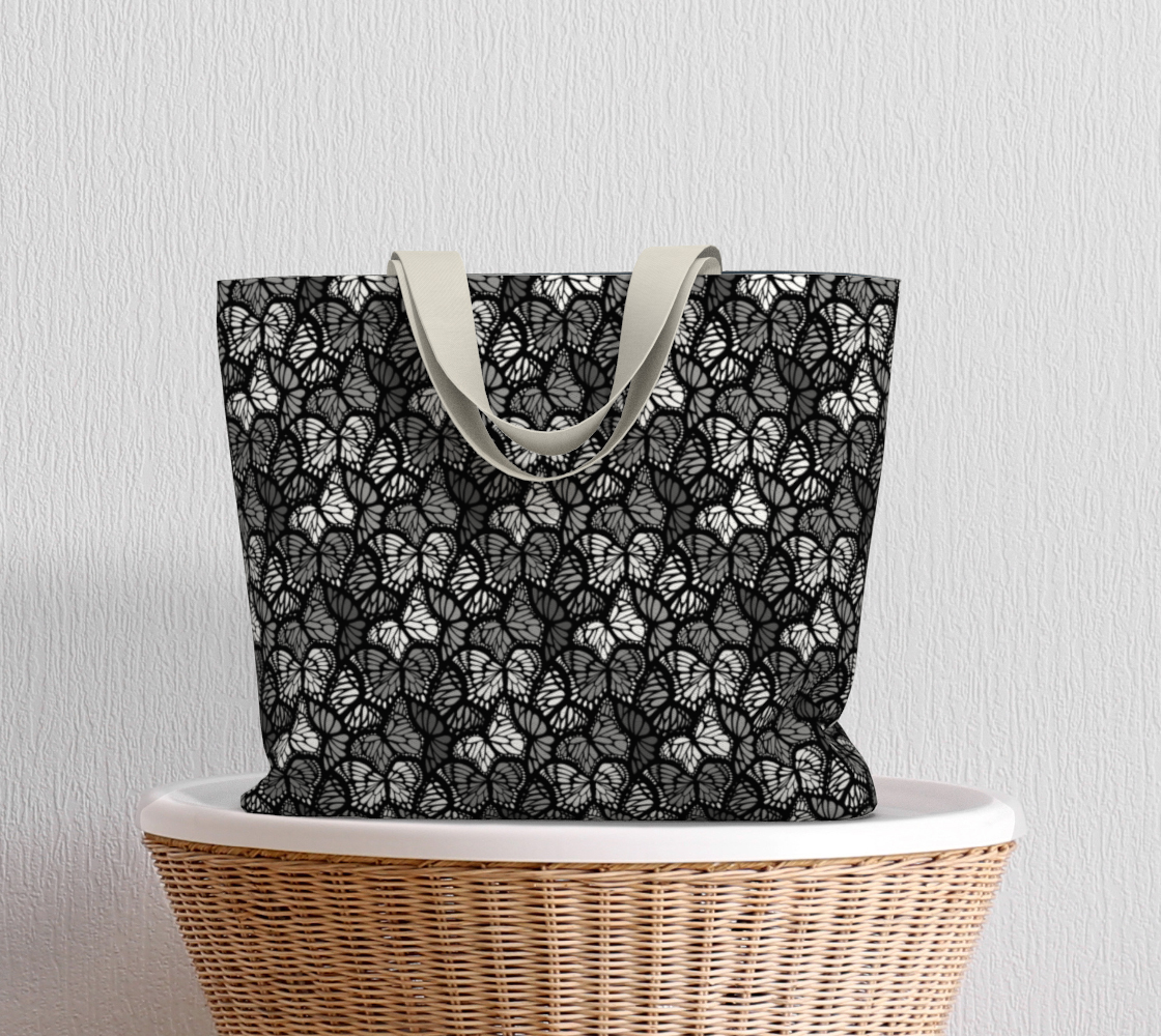 Large Tote Bag (Grey Butterflies)