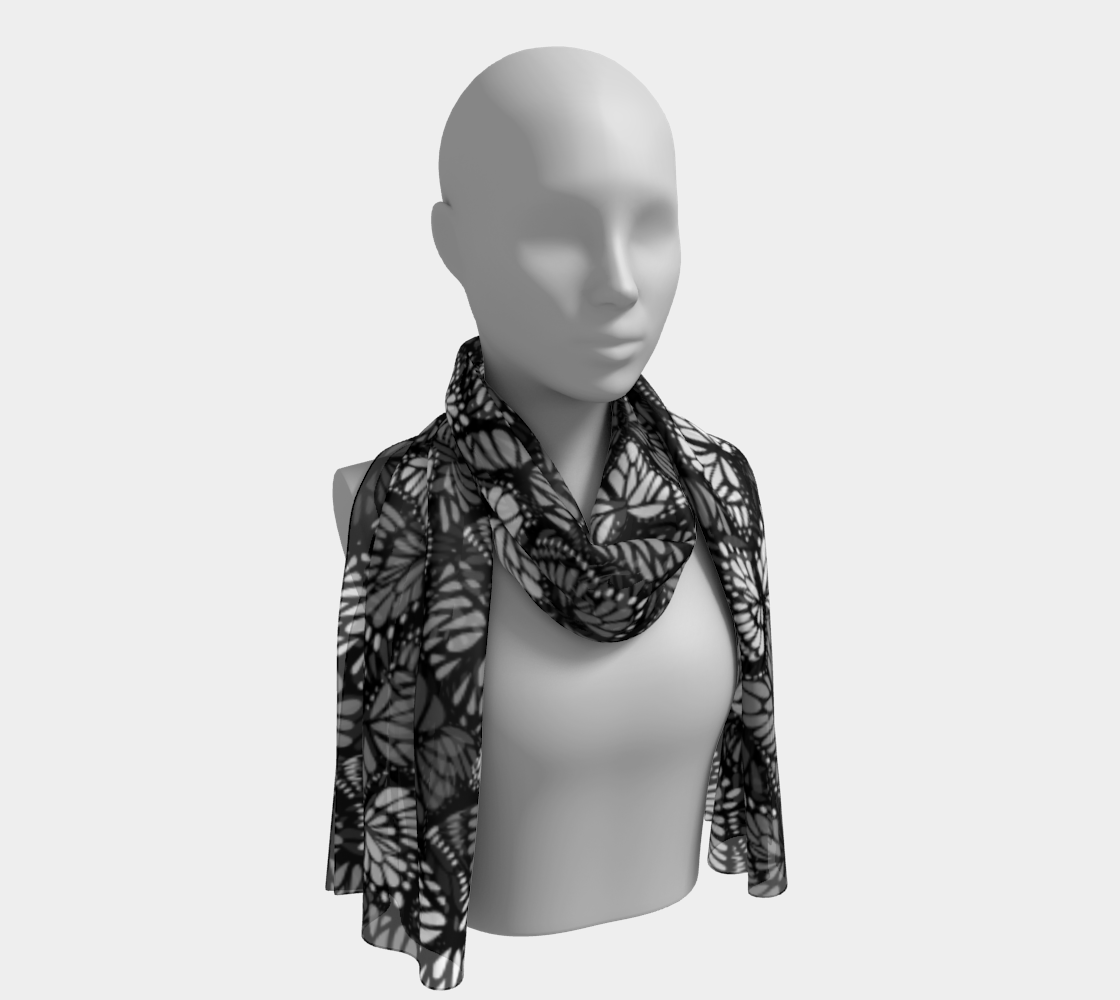 Long Scarf (Grey Butterflies)