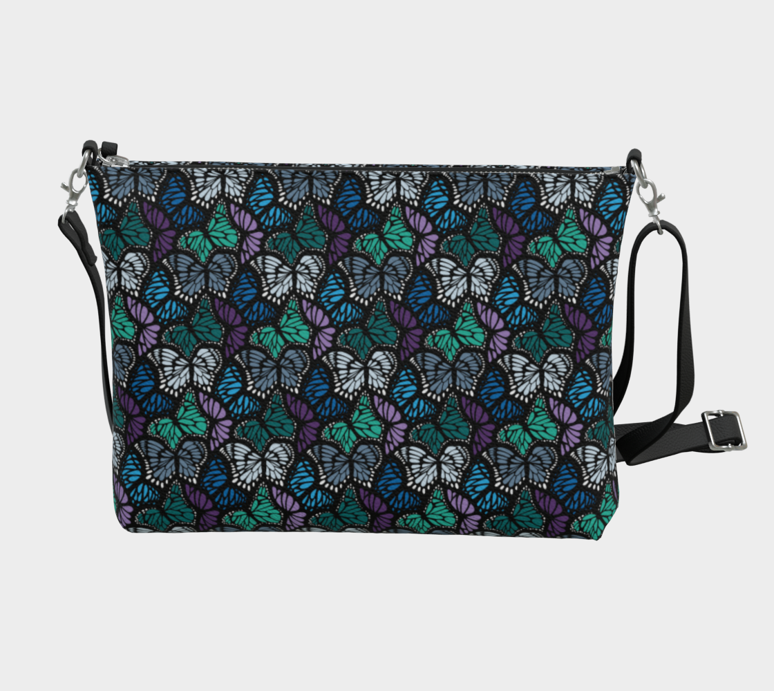 Vegan Leather Crossbody Purse (Cool Butterflies)