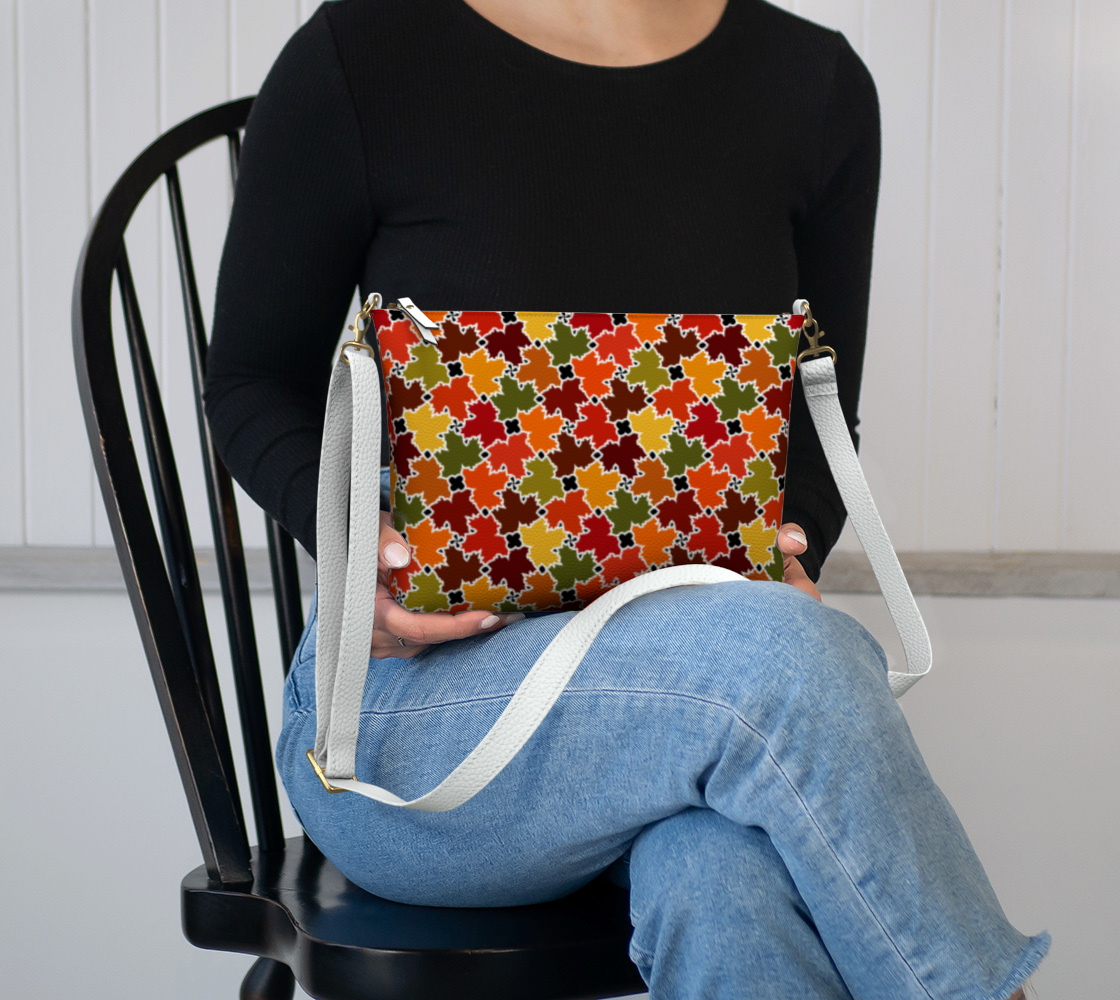 Vegan Leather Crossbody Purse (Fall Leaves)