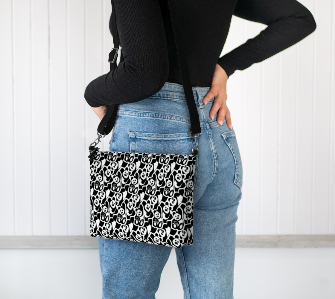 Vegan Leather Crossbody Purse (Dancing Pandas)