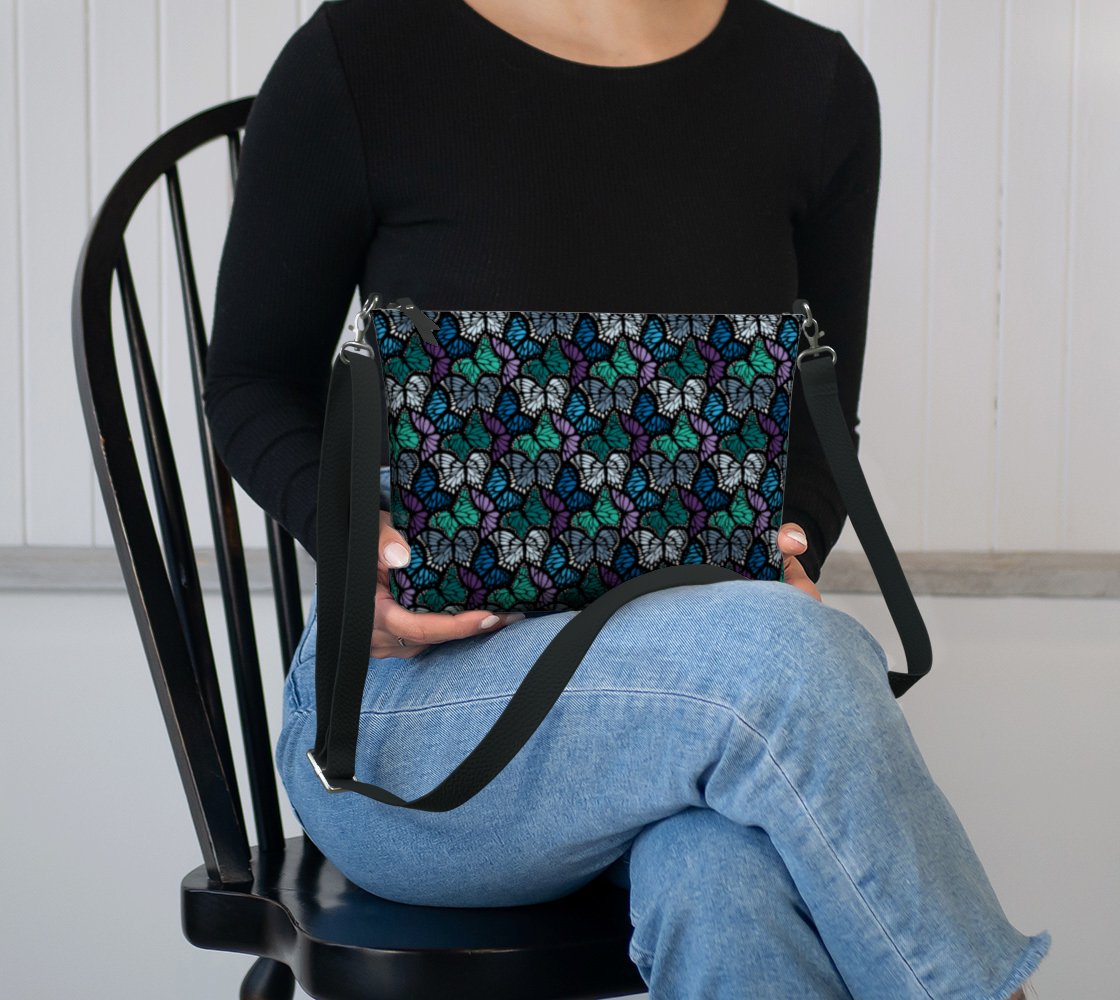 Vegan Leather Crossbody Purse (Cool Butterflies)