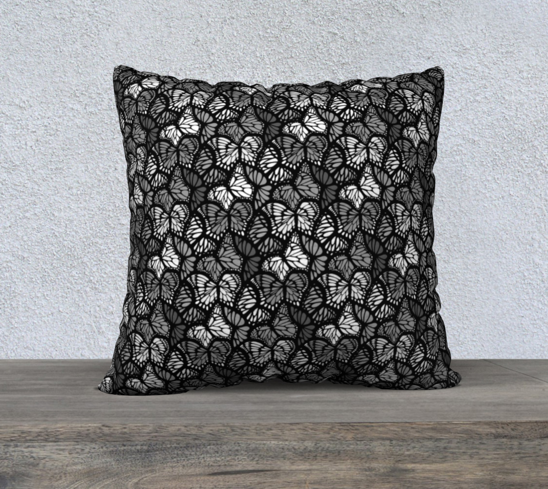 22" x 22" Pillow Case (Grey Butterflies)