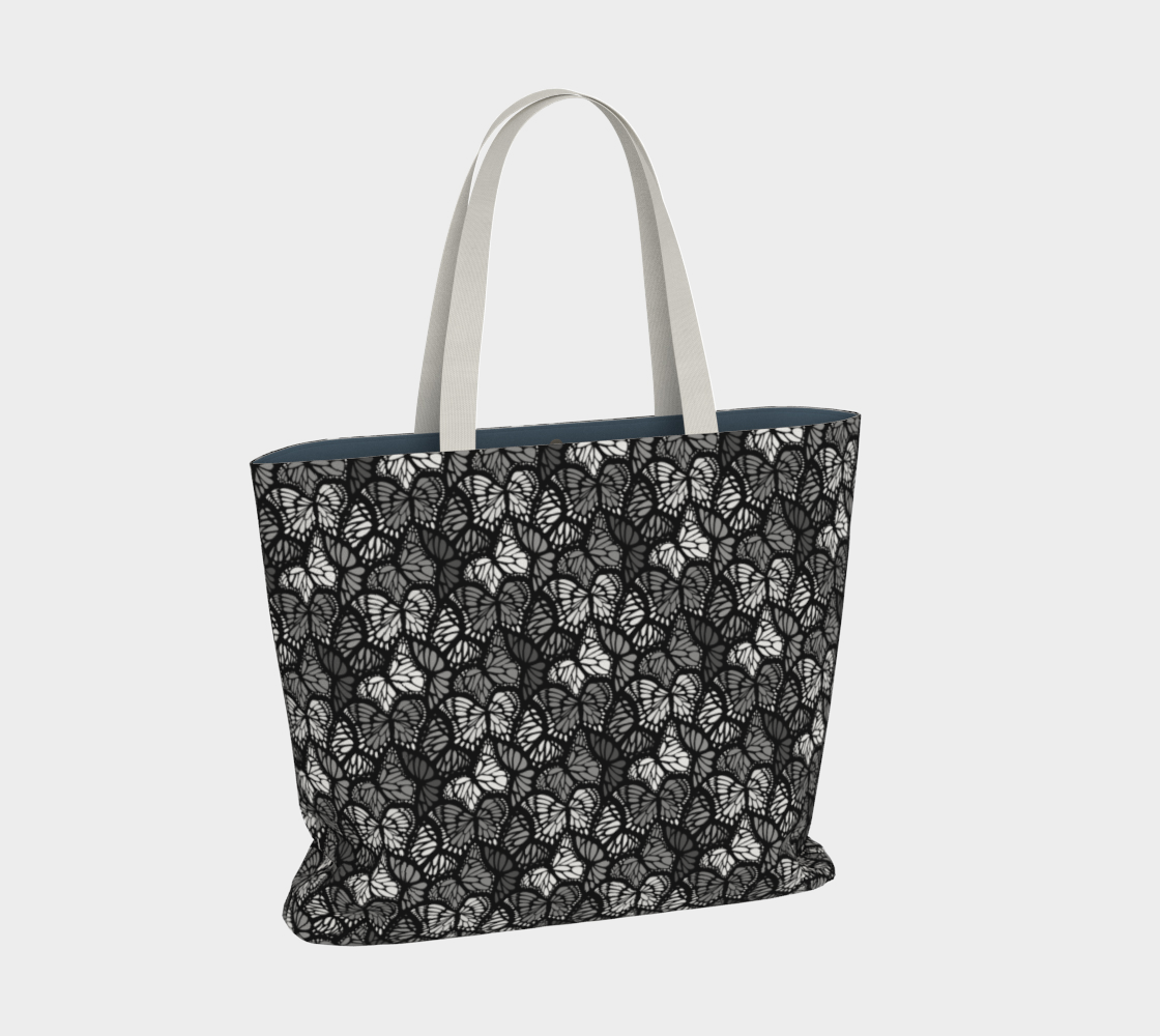 Large Tote Bag (Grey Butterflies)