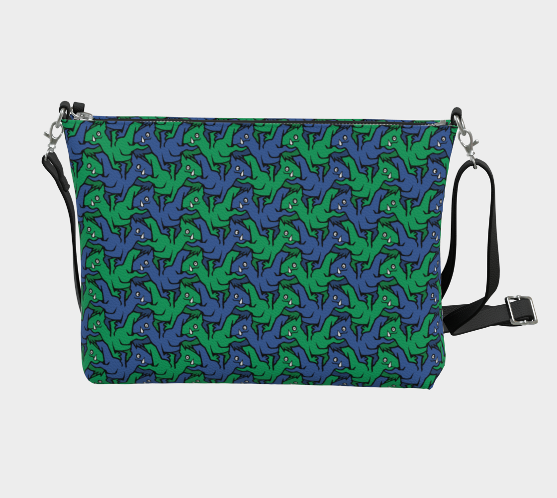 Vegan Leather Crossbody Purse (Water Dragons)
