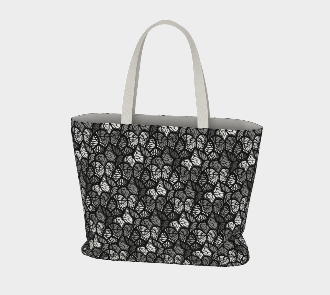 Large Tote Bag (Grey Butterflies)