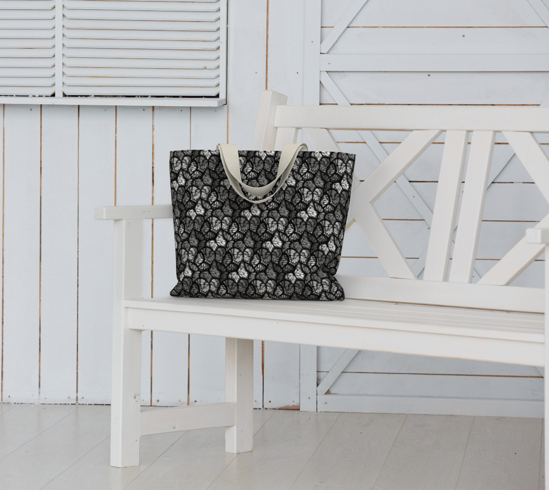 Large Tote Bag (Grey Butterflies)