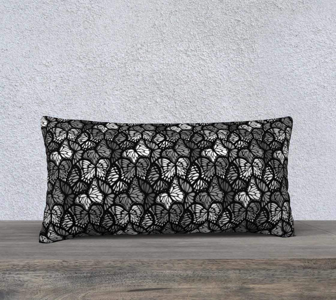 24" x 12" Pillow Case (Grey Butterflies)