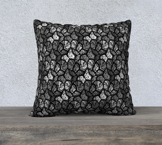 22" x 22" Pillow Case (Grey Butterflies)