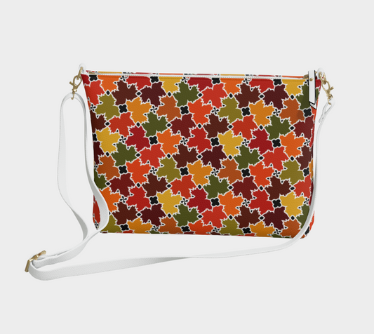 Vegan Leather Crossbody Purse (Fall Leaves)