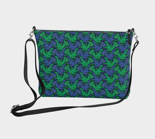 Vegan Leather Crossbody Purse (Water Dragons)