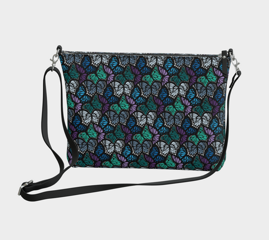 Vegan Leather Crossbody Purse (Cool Butterflies)